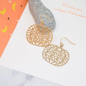 Pumpkin Dangling Earrings | GOLD | 0.95 inch | Small | Halloween |